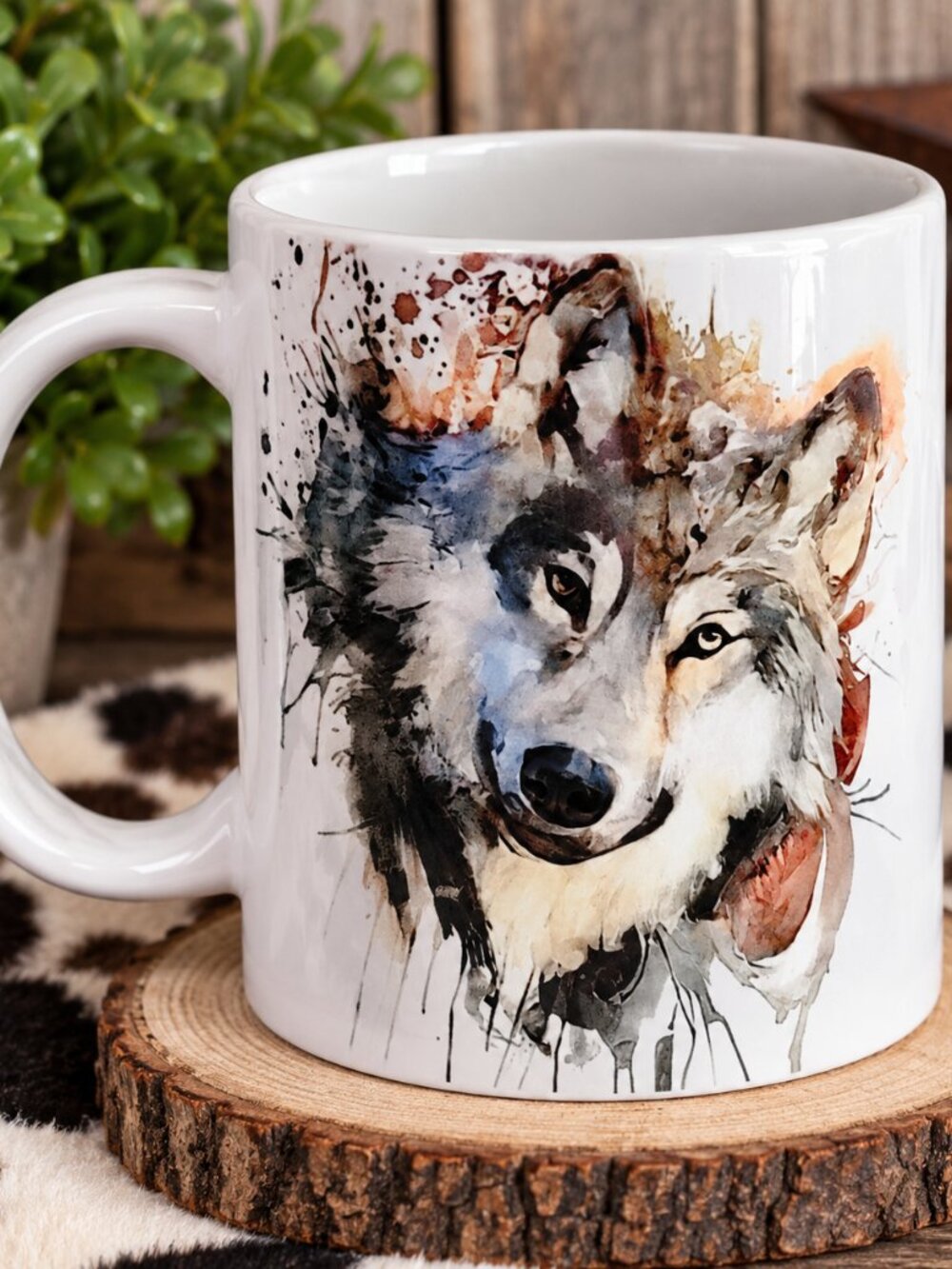 Wolf Water Splash 11oz Ceramic Coffee Mug Tea Cup